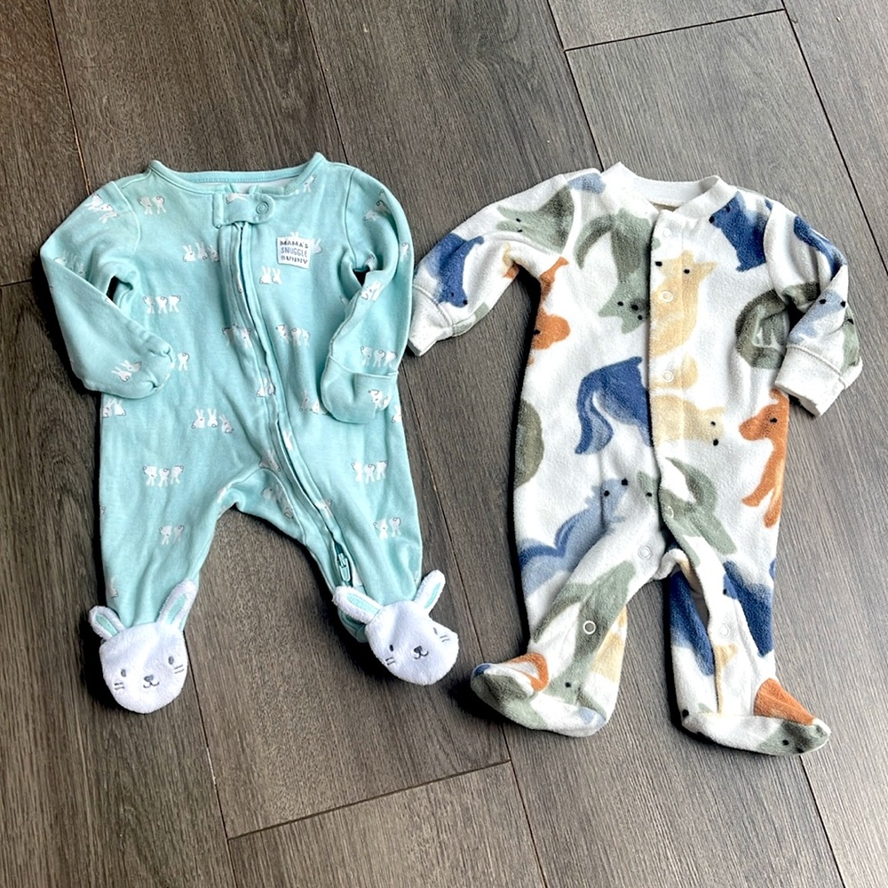 2 Pack of Sleepers, Carters Brand, one fleece, newborn